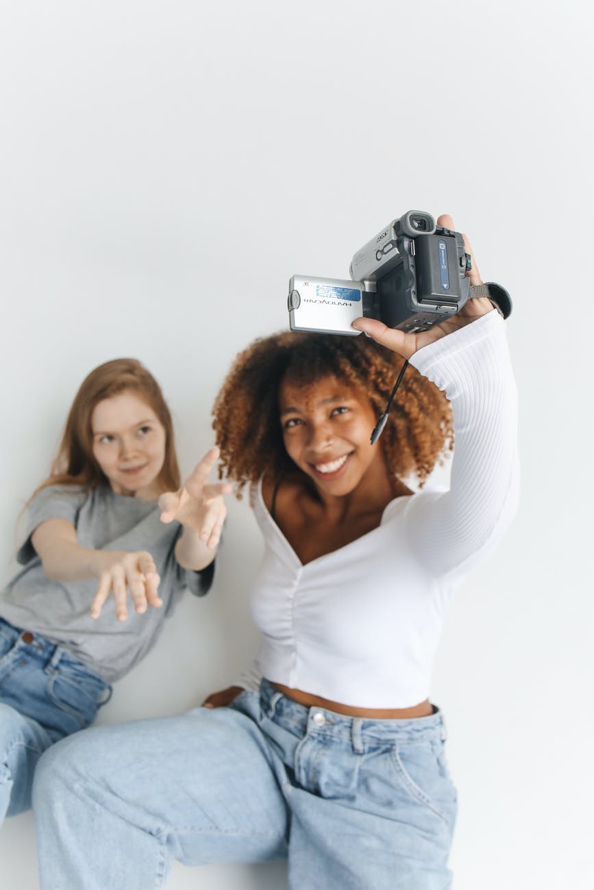 a women using video camera