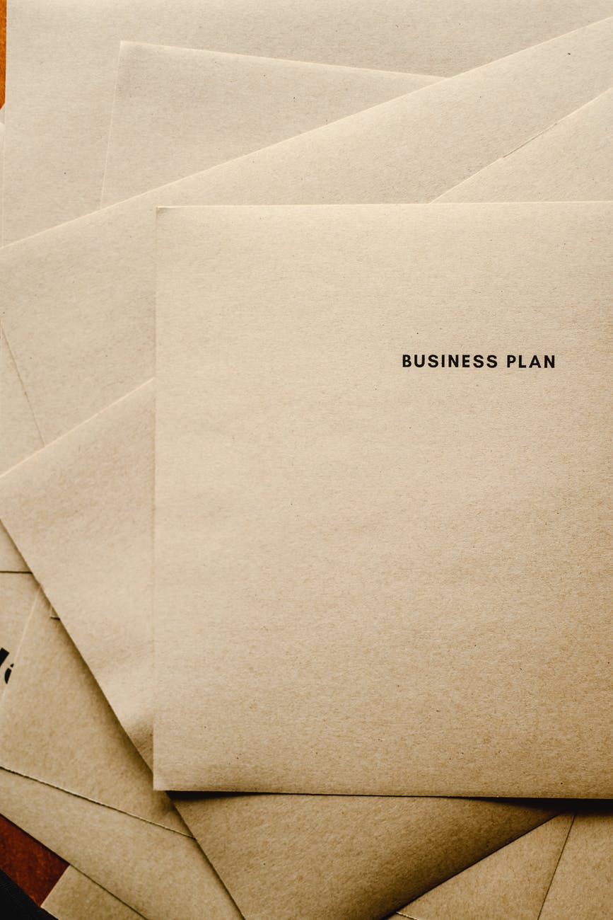 close up shot of a business plan text on a brown paper