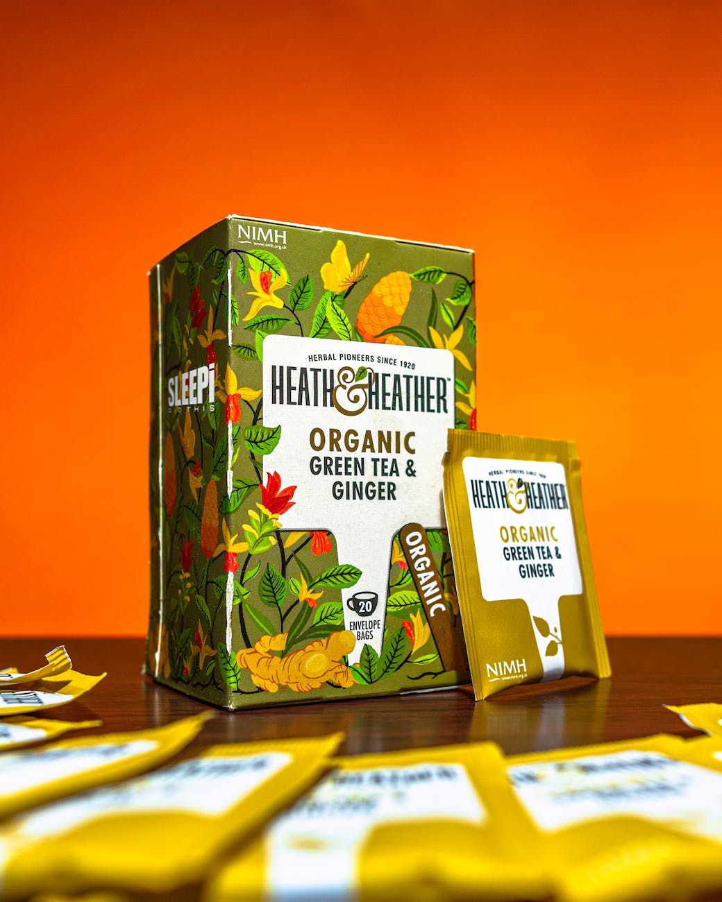a close up shot of a box of organic tea